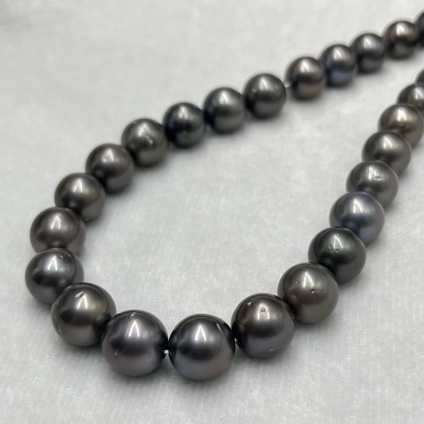 12-13 MM Size | Dark Gray Color |  Round Shape | Natural Tahitian Pearl Necklace | Good Luster | Saltwater Pearl