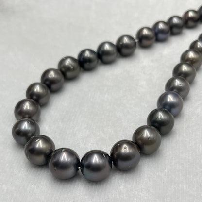 12-13 MM Size | Dark Gray Color |  Round Shape | Natural Tahitian Pearl Necklace | Good Luster | Saltwater Pearl