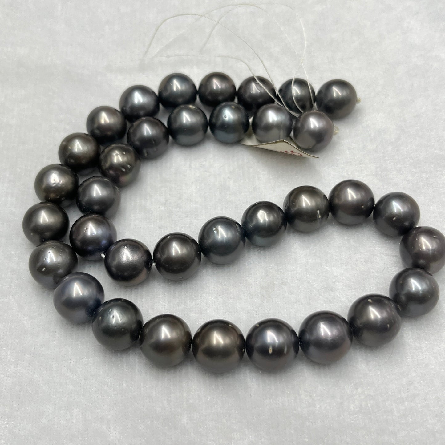 12-13 MM Size | Dark Gray Color |  Round Shape | Natural Tahitian Pearl Necklace | Good Luster | Saltwater Pearl