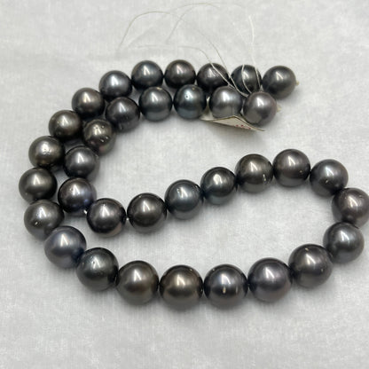 12-13 MM Size | Dark Gray Color |  Round Shape | Natural Tahitian Pearl Necklace | Good Luster | Saltwater Pearl