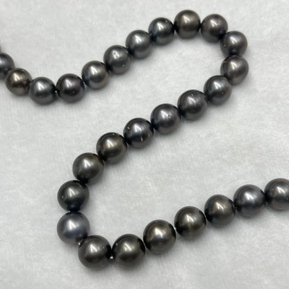 12-13 MM Size | Dark Gray Color |  Round Shape | Natural Tahitian Pearl Necklace | Good Luster | Saltwater Pearl