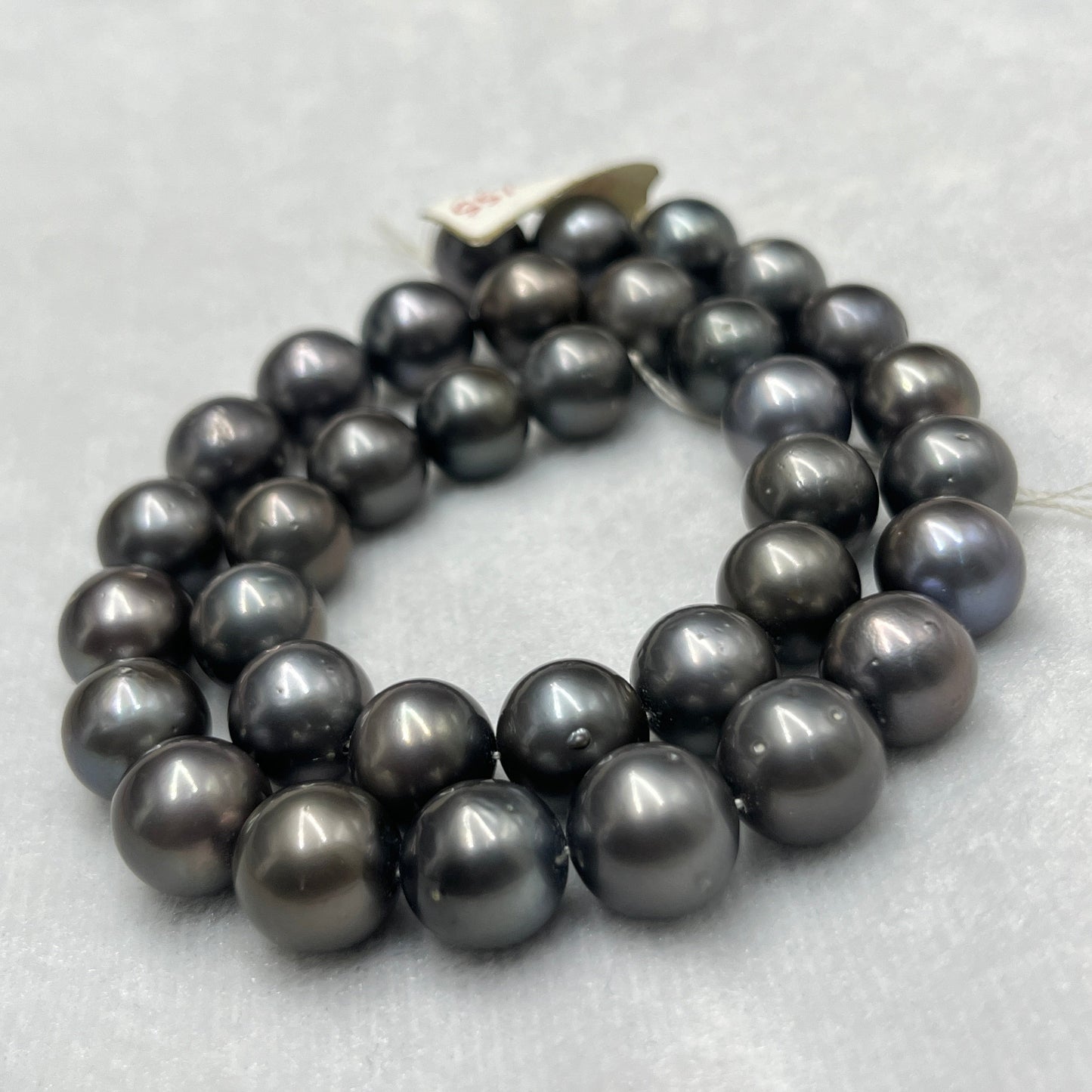 12-13 MM Size | Dark Gray Color |  Round Shape | Natural Tahitian Pearl Necklace | Good Luster | Saltwater Pearl
