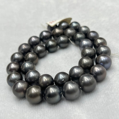12-13 MM Size | Dark Gray Color |  Round Shape | Natural Tahitian Pearl Necklace | Good Luster | Saltwater Pearl