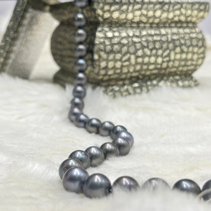 12-13 MM Size | Dark Gray Color |  Round Shape | Natural Tahitian Pearl Necklace | Good Luster | Saltwater Pearl