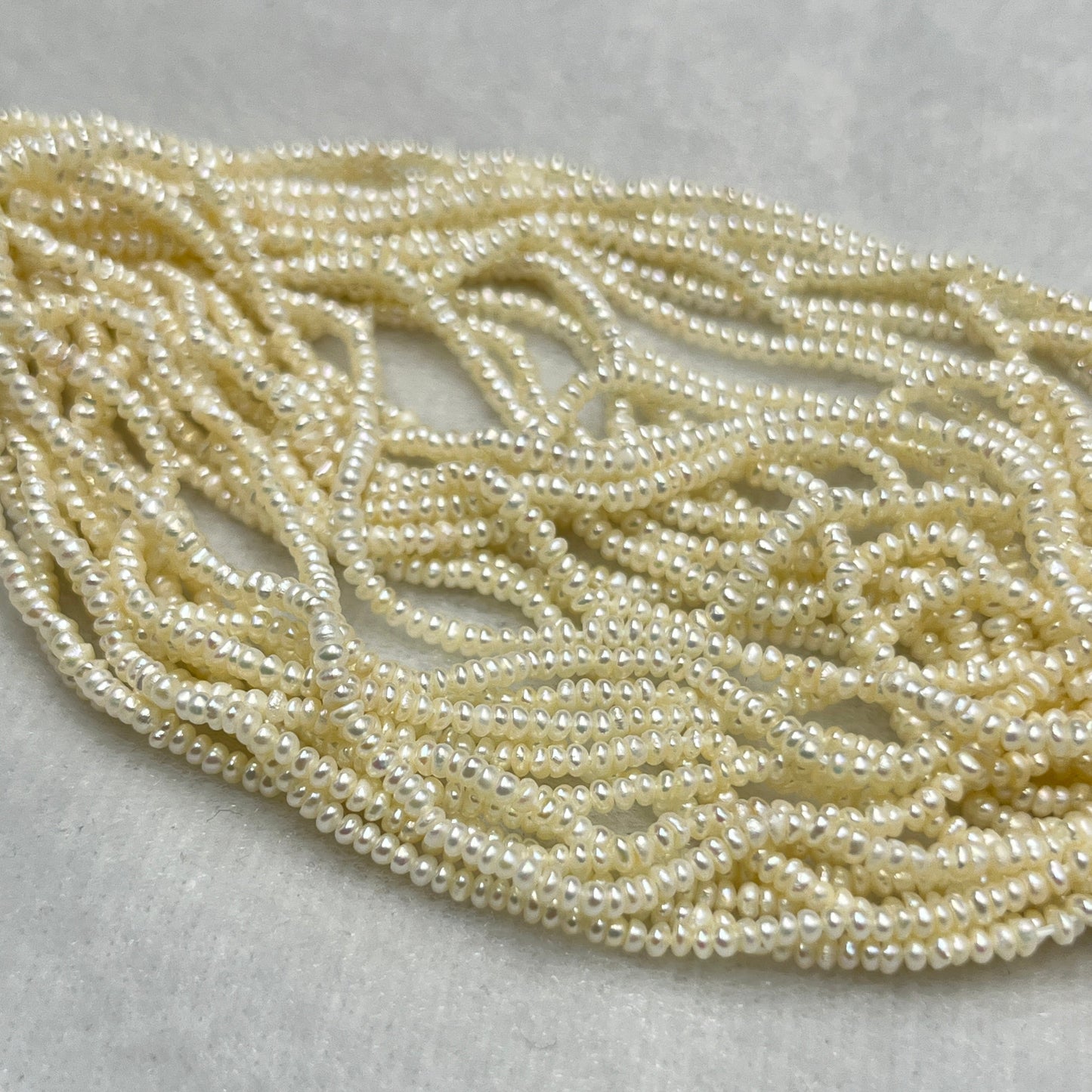 Fresh Water Pearl, Cream Color, Flat Shape, 2.4 MM Size