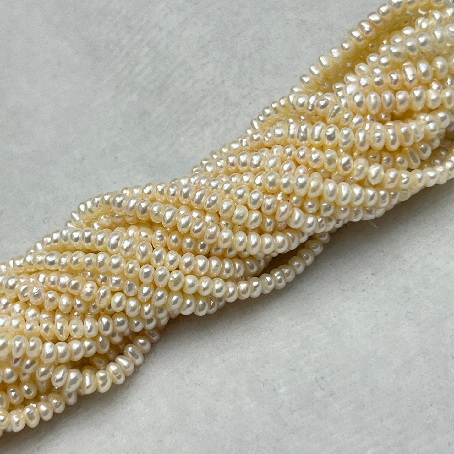 Fresh Water Pearl, Cream Color, Flat Shape, 2.75 MM Size