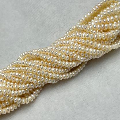 Fresh Water Pearl, Cream Color, Flat Shape, 2.75 MM Size