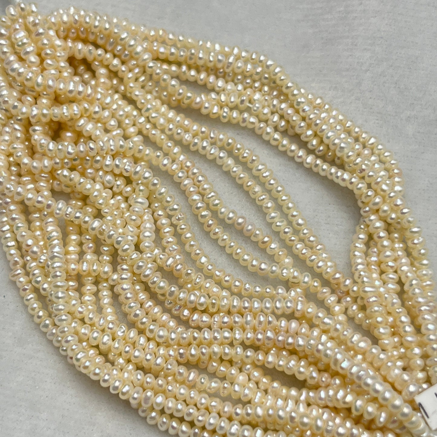 Fresh Water Pearl, Cream Color, Flat Shape, 2.75 MM Size