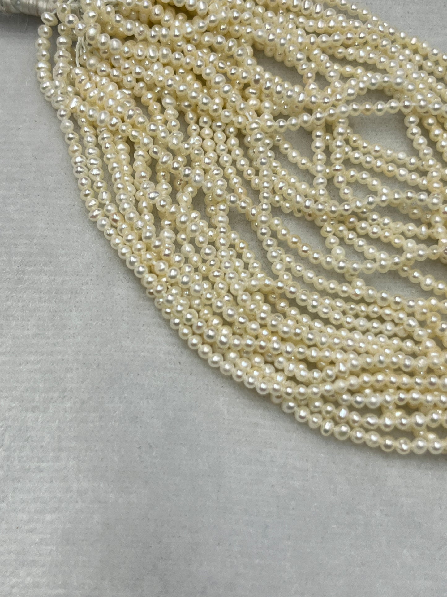 Fresh Water Pearl, Cream Color, Near Round Shape, 2.25 MM Size