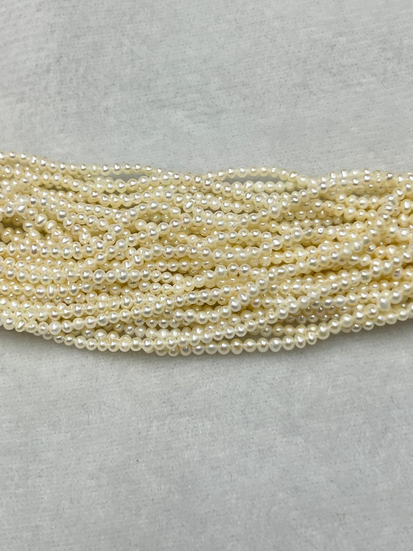 Fresh Water Pearl, Cream Color, Near Round Shape, 2.25 MM Size