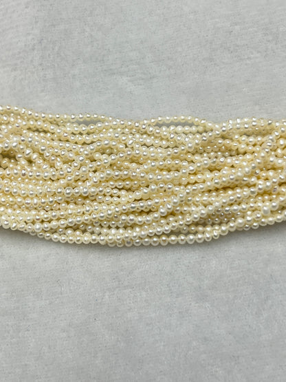 Fresh Water Pearl, Cream Color, Near Round Shape, 2.25 MM Size