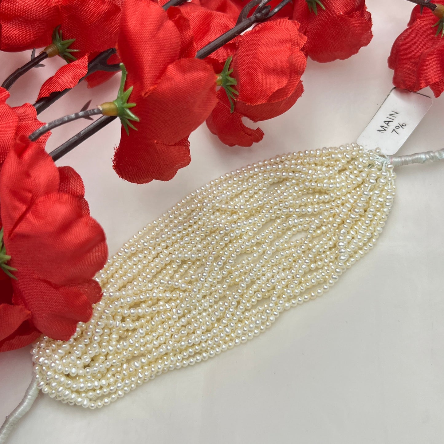 Fresh Water Pearl, Cream Color, Near Round Shape, 2.25 MM Size