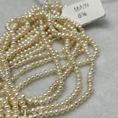 Fresh Water Pearl, Cream Color, Flat Shape 3 MM Size