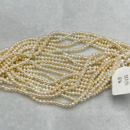 Fresh Water Pearl, Cream Color, Flat Shape 3 MM Size