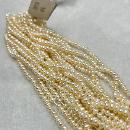 Fresh Water Pearl, Cream Color, Flat Shape 3 MM Size