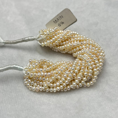 Fresh Water Pearl, Cream Color, Flat Shape 3 MM Size