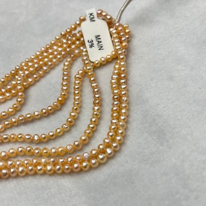 Fresh Water Pearl, Peach Color, Near Round Shape, 4MM Size