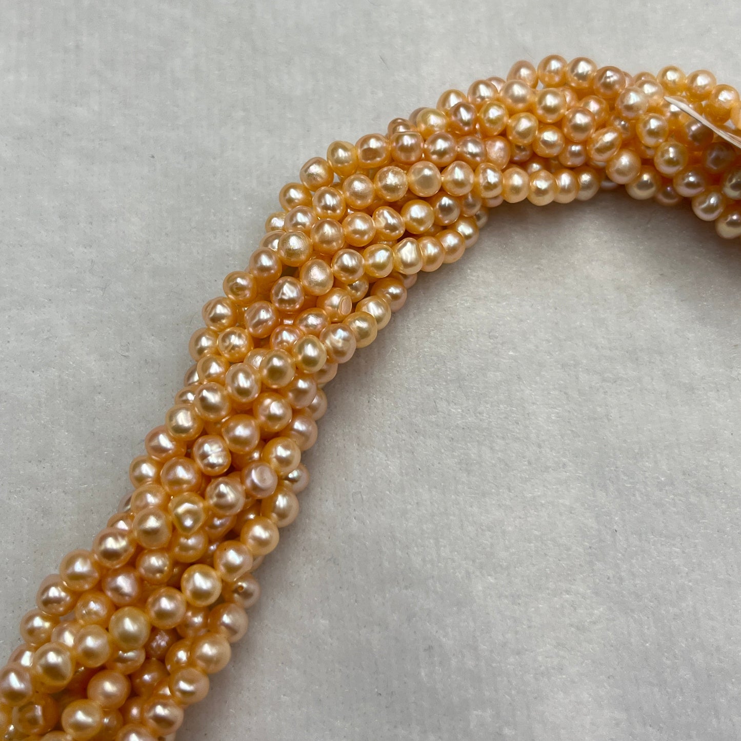 Fresh Water Pearl, Peach Color, Near Round Shape, 4MM Size