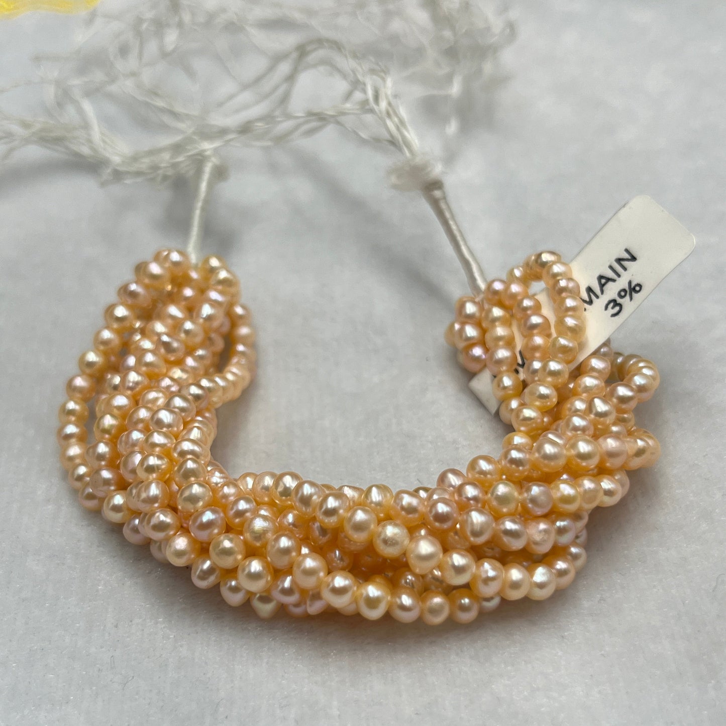 Fresh Water Pearl, Peach Color, Near Round Shape, 4MM Size