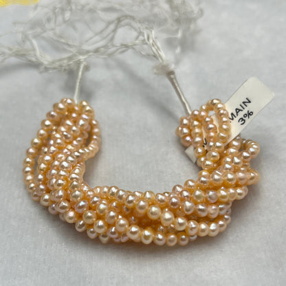 Fresh Water Pearl, Peach Color, Near Round Shape, 4MM Size
