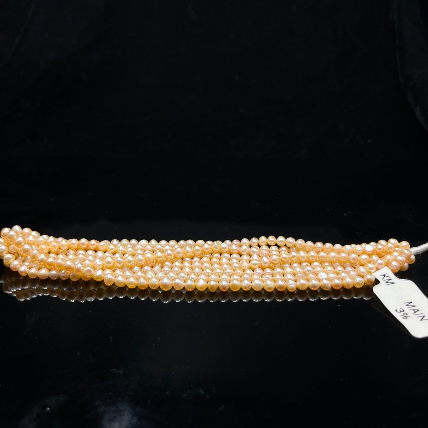 Fresh Water Pearl, Peach Color, Near Round Shape, 4MM Size