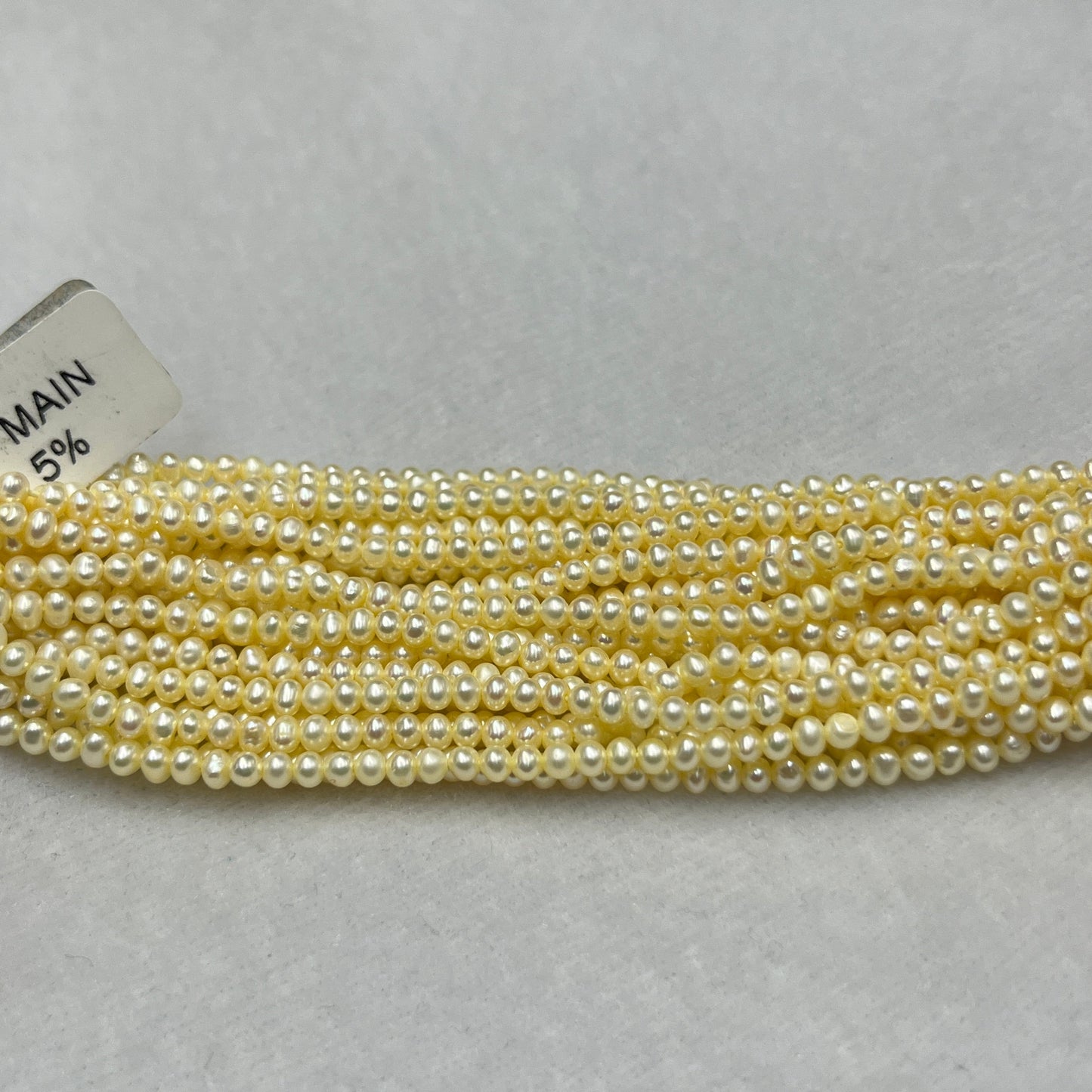 Fresh Water Pearl, Light Yellow Color, Near Round Shape, 3.5 MM Size
