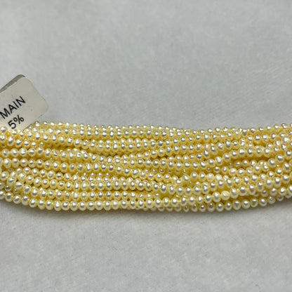 Fresh Water Pearl, Light Yellow Color, Near Round Shape, 3.5 MM Size