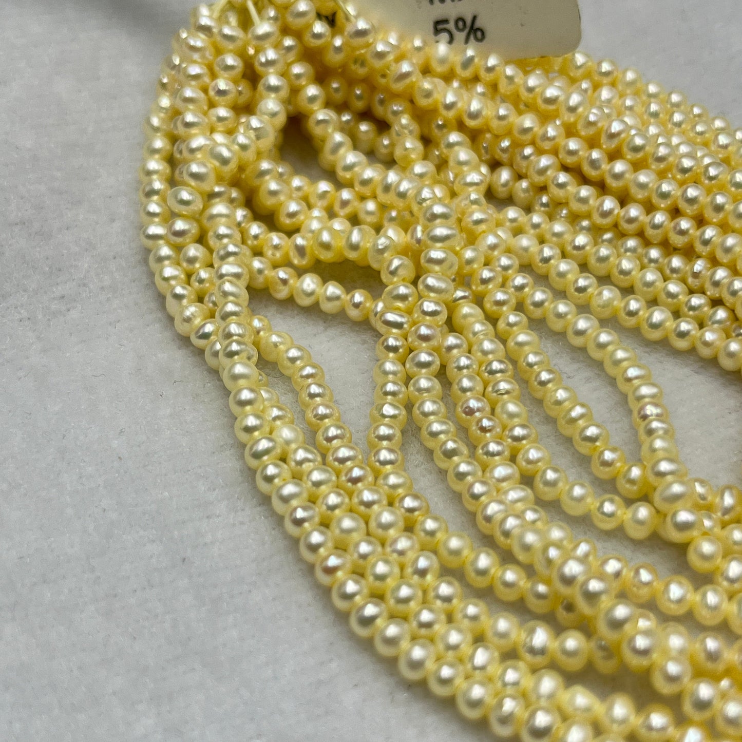 Fresh Water Pearl, Light Yellow Color, Near Round Shape, 3.5 MM Size