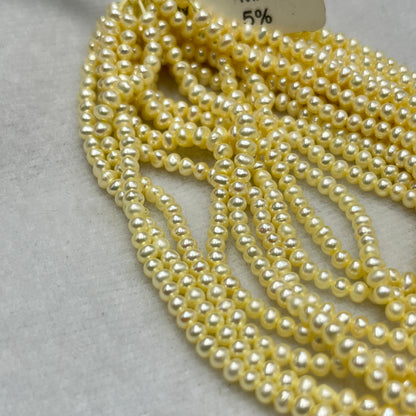 Fresh Water Pearl, Light Yellow Color, Near Round Shape, 3.5 MM Size