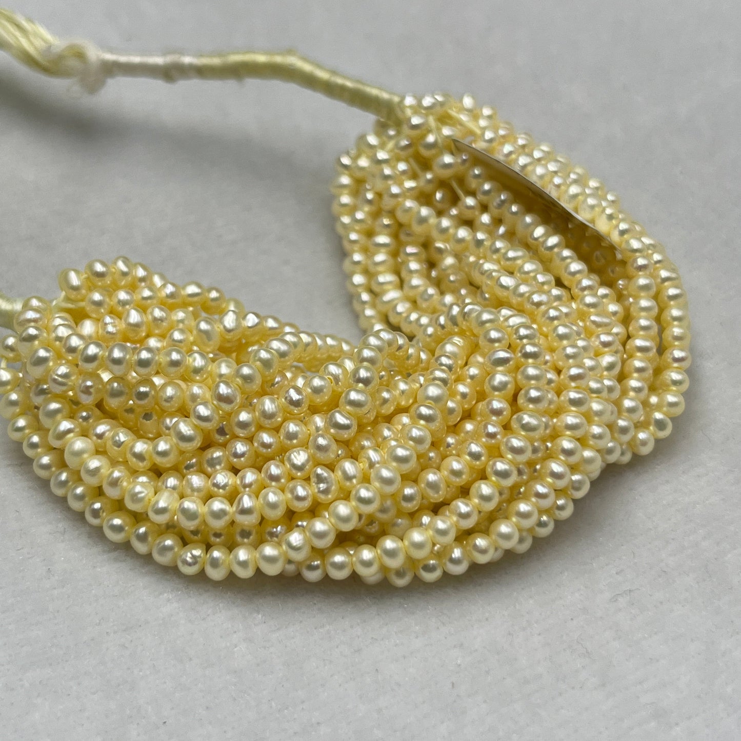 Fresh Water Pearl, Light Yellow Color, Near Round Shape, 3.5 MM Size