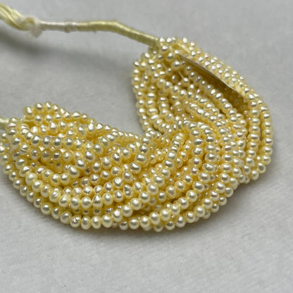 Fresh Water Pearl, Light Yellow Color, Near Round Shape, 3.5 MM Size