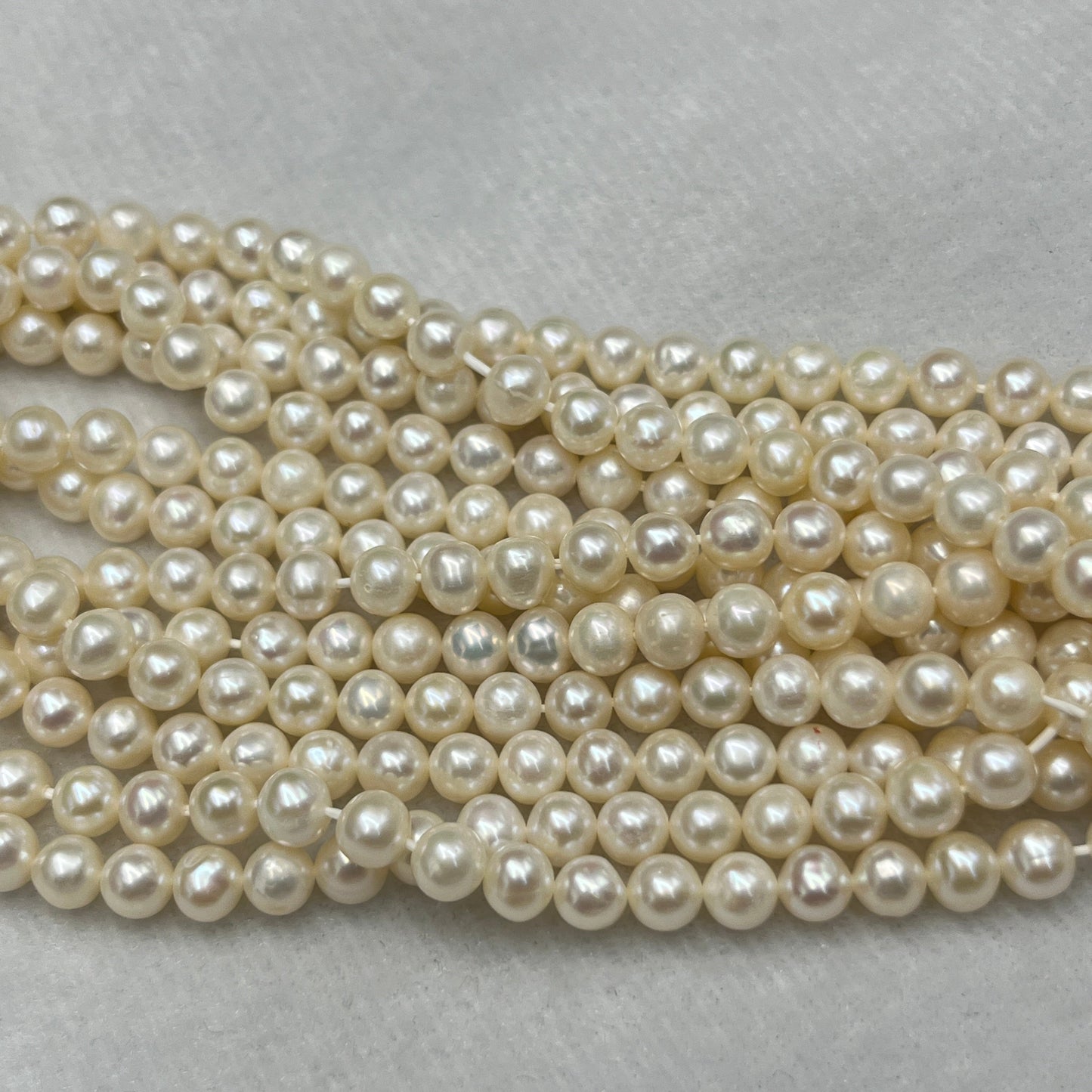 Fresh Water Pearl, Cream Color, Round Shape, 5.5 MM Size