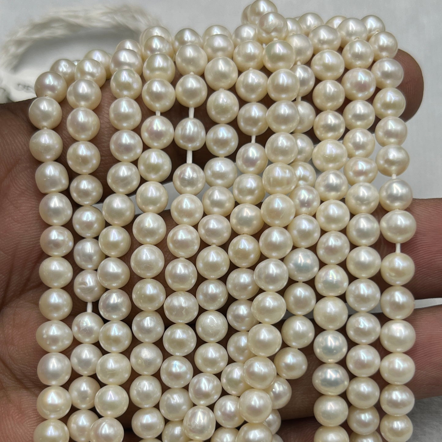 Fresh Water Pearl, Cream Color, Round Shape, 5.5 MM Size
