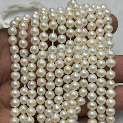 Fresh Water Pearl, Cream Color, Round Shape, 5.5 MM Size