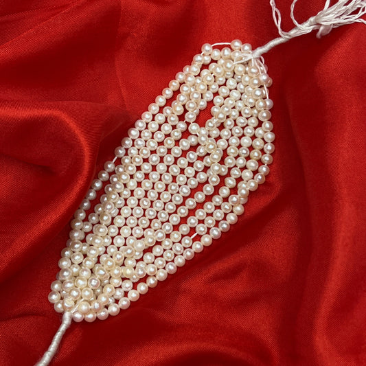 Fresh Water Pearl, Cream Color, Round Shape, 5.5 MM Size