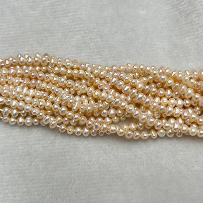 Fresh Water Pearl Peach Color, Potato Shape, AA Luster Pearl, 3-3.5 MM Size