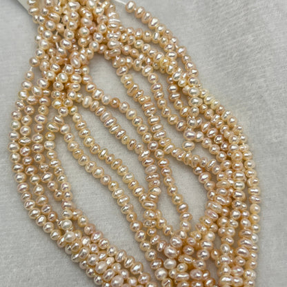 Fresh Water Pearl Peach Color, Potato Shape, AA Luster Pearl, 3-3.5 MM Size