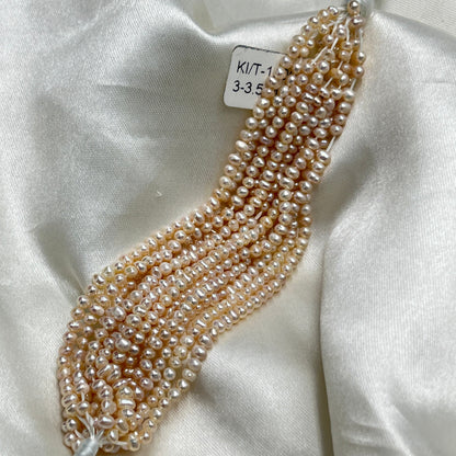 Fresh Water Pearl Peach Color, Potato Shape, AA Luster Pearl, 3-3.5 MM Size