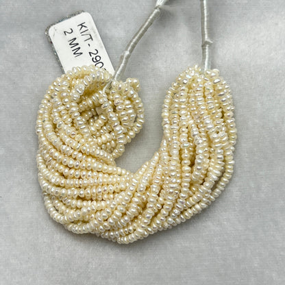Fresh Water Pearl, White Color, Uneven Shape, 2 MM Size