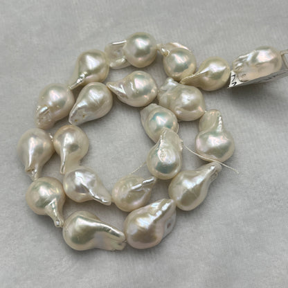 Fresh Water Pearl, Cream Color, Baroque Shape, 14-15.5 MM size