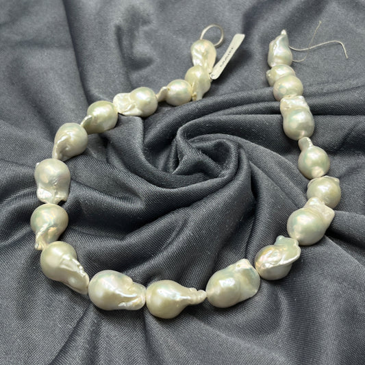 Fresh Water Pearl, Cream Color, Baroque Shape, 14-15.5 MM size