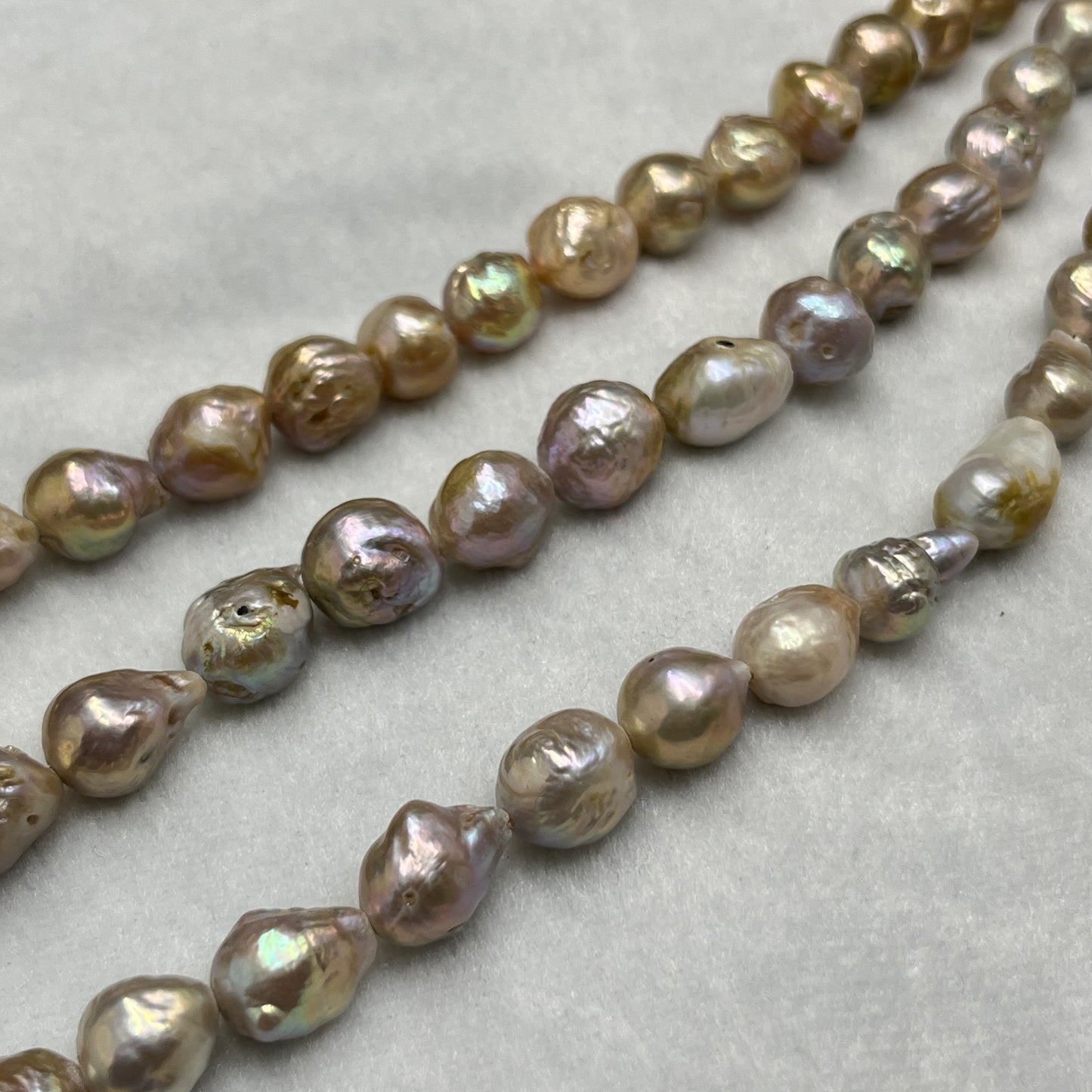 Fresh Water Pearl, Cream Golden Pink, Baroque Shape, 9.5-10.5 MM