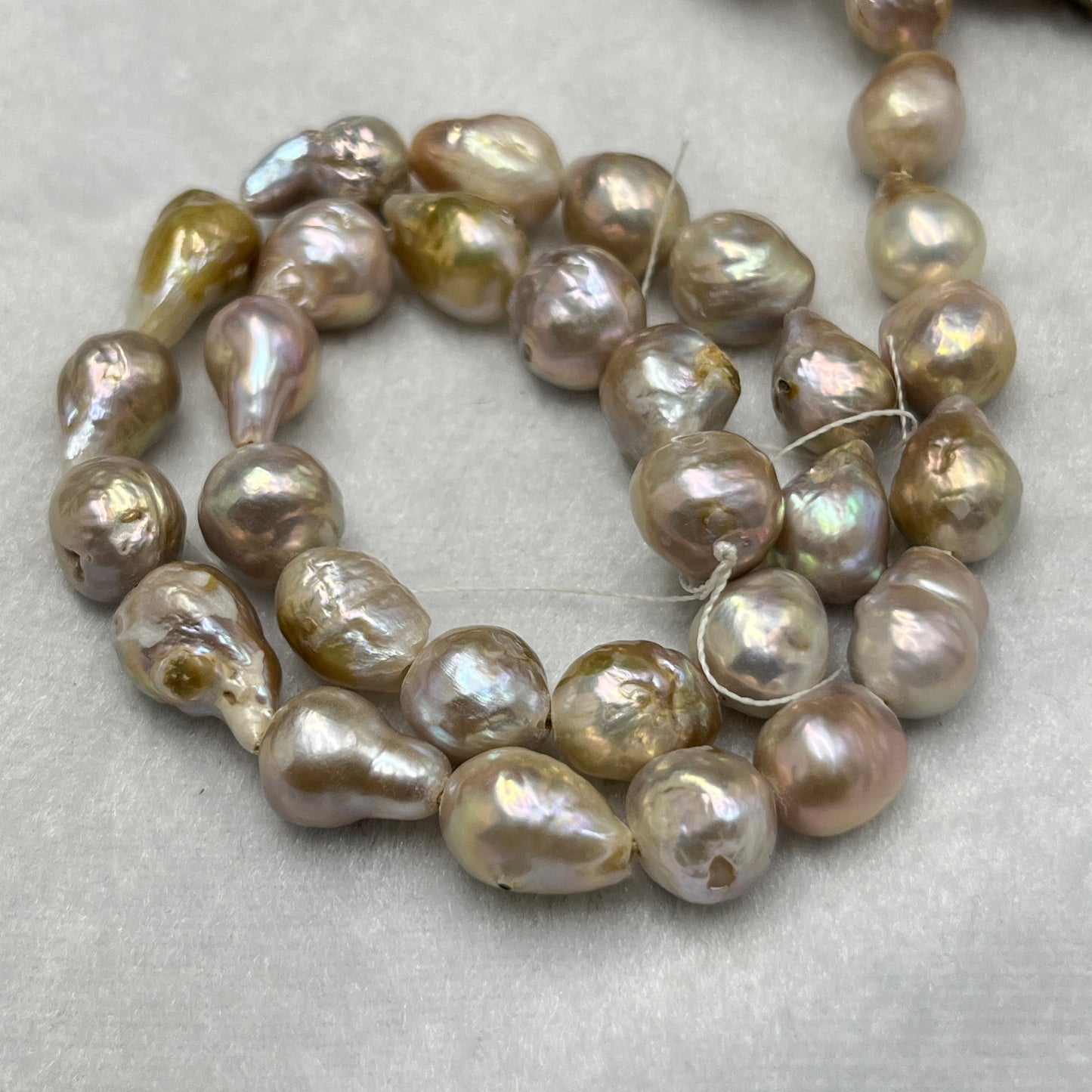 Fresh Water Pearl, Cream Golden Pink, Baroque Shape, 9.5-10.5 MM