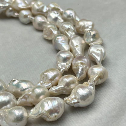 Fresh Water Pearl, Cream, Baroque Shape, 12-15MM Size