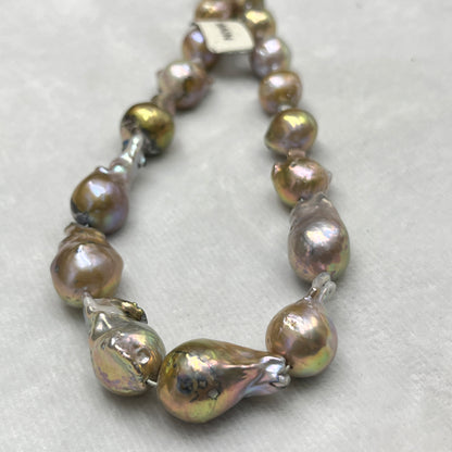 Fresh Water Pearl, Pink/Golden, Baroque Shape, 14-16 MM Size