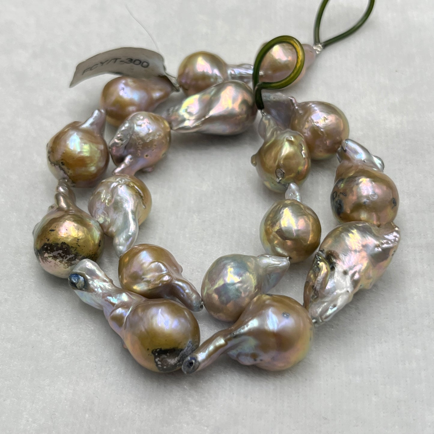 Fresh Water Pearl, Pink/Golden, Baroque Shape, 14-16 MM Size