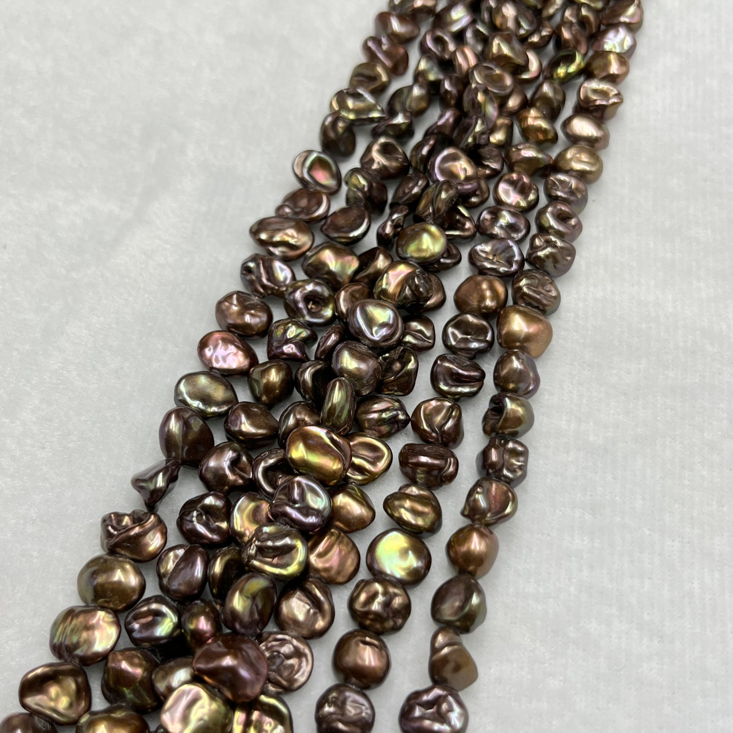Fresh Water Pearl Brown / Dark Green , Fancy Shape,&nbsp;9-10MM Size