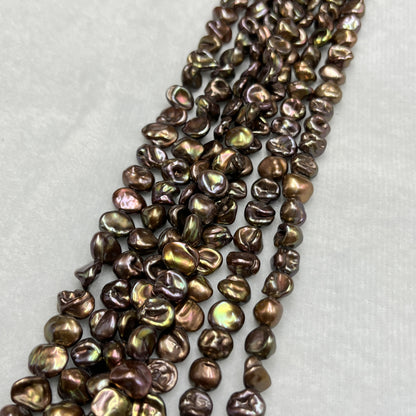 Fresh Water Pearl Brown / Dark Green , Fancy Shape,&nbsp;9-10MM Size