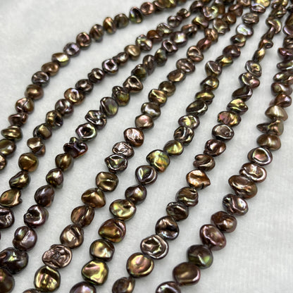 Fresh Water Pearl Brown / Dark Green , Fancy Shape,&nbsp;9-10MM Size