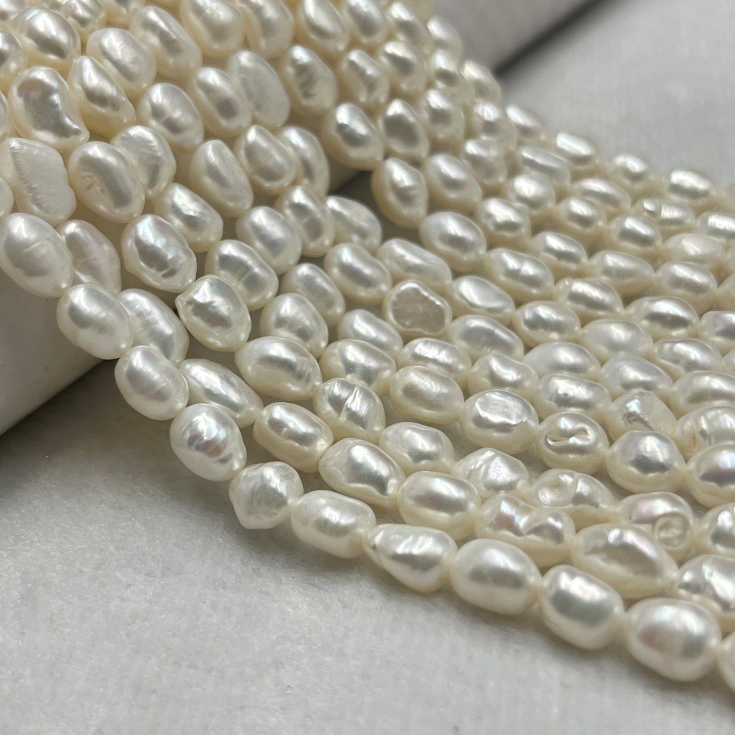 Fresh Water Pearl White Color , Tumble Shape, 7MM Size